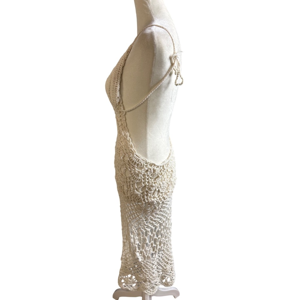 Crochet‎ Knit Dress Women's Small/Medium Sleeveless Backless Cover Up Stretch - Picture 2 of 6
